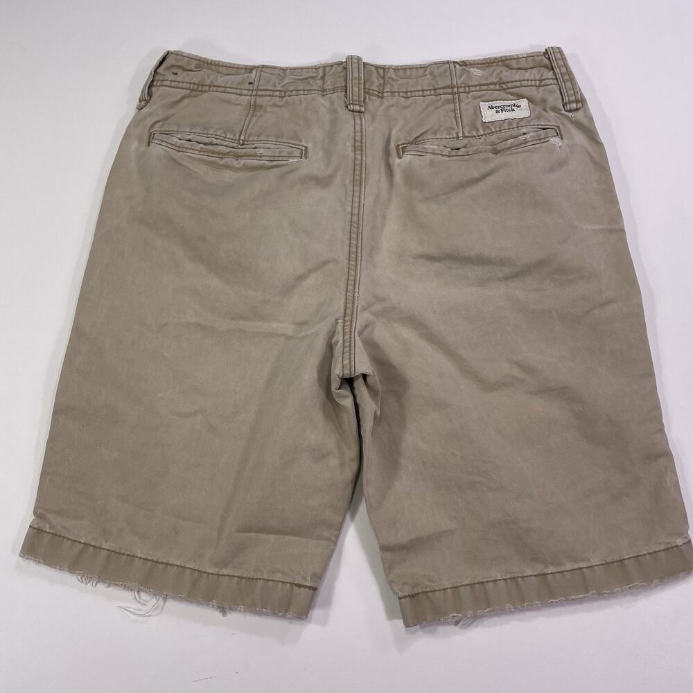 Abercrombie & Fitch Chino Shorts Men 31 Tan Khaki Cotton Twill Flat Front Casual